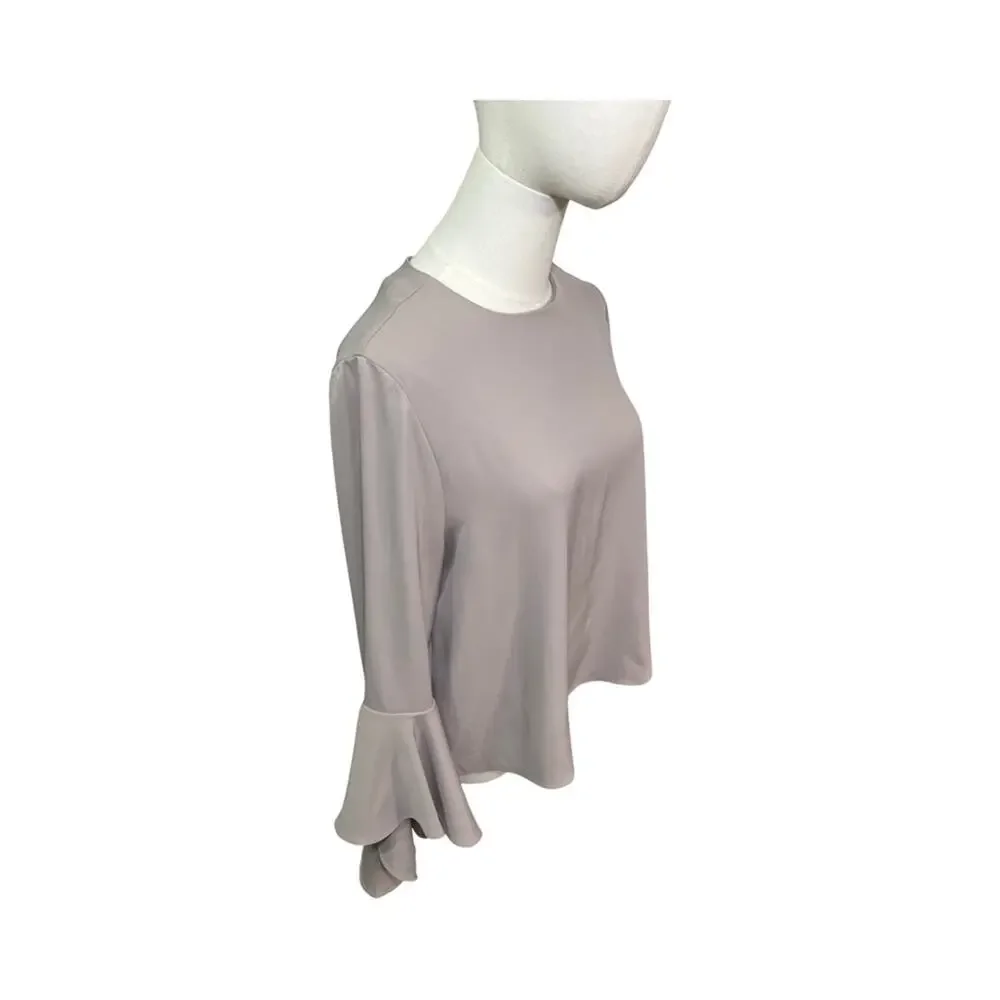 Carmen Marc Valvo Blush Bell Sleeve Blouse Women’s Size 6 Minimalist Dressy Top - Picture 8 of 8